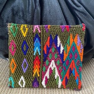 Huipil and leather card wallet